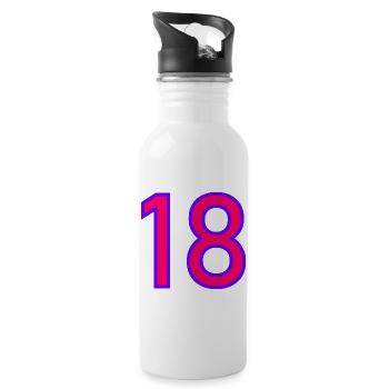 18. 18 YEARS OLD. 18th ANNIVERSARY. 18 BIRTHDAY. - Water bottle with straw - white - Right