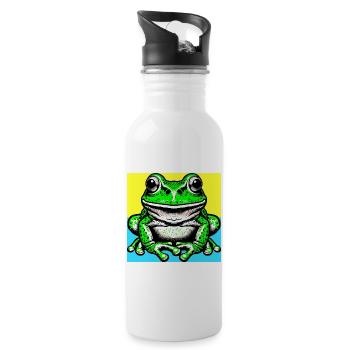 Frosch - Trinkflasche mit integriertem Trinkhalm - Weiß - Rechts