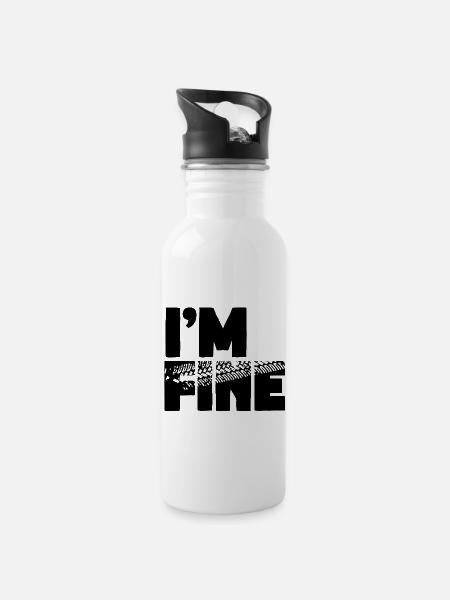 I'm fine - Water bottle with straw - white