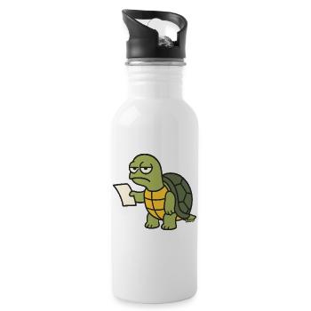 Slow turtle with paper - Water bottle with straw - white - Right