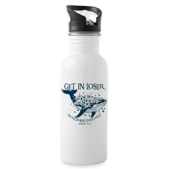 Flower Whales Bible Verse Illustration - Water bottle with straw - white - Right
