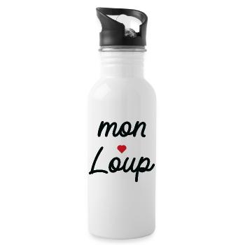 My Wolf Love Schreibschrift - Trinkflasche mit integriertem Trinkhalm - Weiß - Rechts