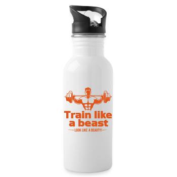 Train like a beast - look like a beauty - Water bottle with straw - white - Right