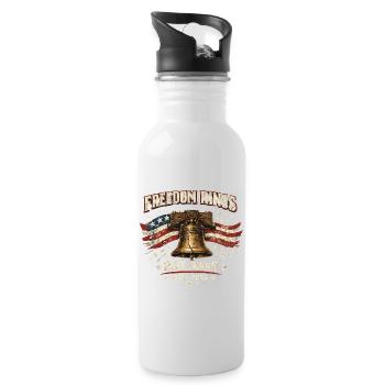 Freedom Rings 250-jähriges Amerika-Jubiläum - Trinkflasche mit integriertem Trinkhalm - Weiß - Rechts