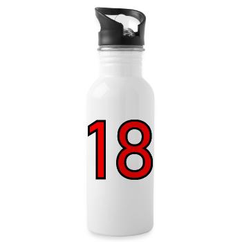 18. 18 ANS. 18e ANNIVERSAIRE. ANNIVERSAIRE 18 ANS. - Gourde avec paille intégrée - blanc - Droite