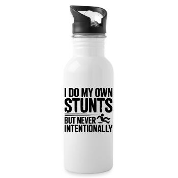 Ich mache meine eigenen Stunts, aber nie absichtlich - Trinkflasche mit integriertem Trinkhalm - Weiß - Rechts