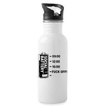 Soziale Batterie - Trinkflasche mit integriertem Trinkhalm - Weiß - Rechts
