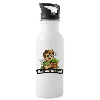 Hold the Cress Funny Pun Pun Shirt - Water bottle with straw - white - Right