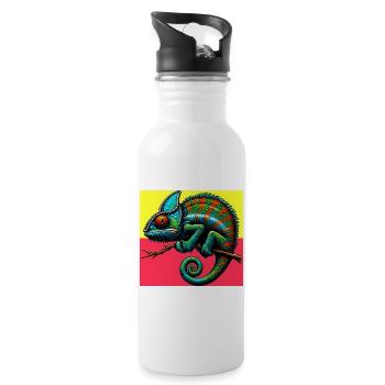 Chamäleon - Trinkflasche mit integriertem Trinkhalm - Weiß - Rechts
