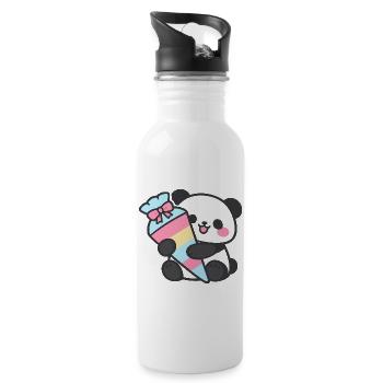 1. Klasse Panda Einschulung Geschenk 2026 - Trinkflasche mit integriertem Trinkhalm - Weiß - Rechts