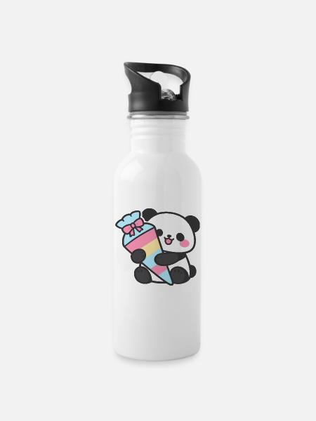 1st Grade Panda School Enrollment Gift 2026 - Water bottle with straw - white
