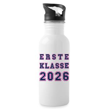 ERSTE KLASSE 2026 – Einschulung Collegestyle cool - Trinkflasche mit integriertem Trinkhalm - Weiß - Rechts
