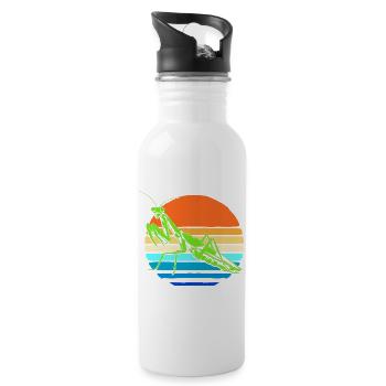 Gottesanbeter Gottesanbeterin Mantis - Trinkflasche mit integriertem Trinkhalm - Weiß - Rechts