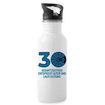 HU März 2026 - 30 Jahre - Geburtstag Geschenk - Trinkflasche mit integriertem Trinkhalm - Weiß - Rechts