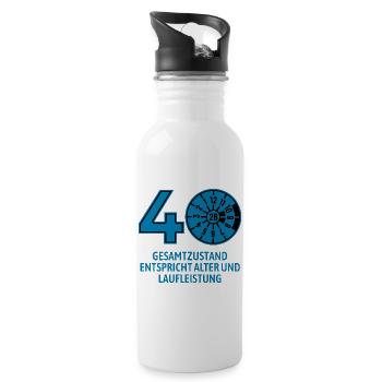 HU März 2026 - 40 Jahre - Geburtstag Geschenk - Trinkflasche mit integriertem Trinkhalm - Weiß - Rechts