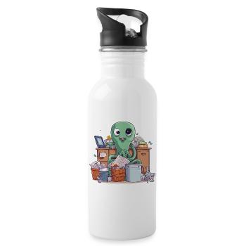 Alien Office Hero Recycling Chaos - Water bottle with straw - white - Right
