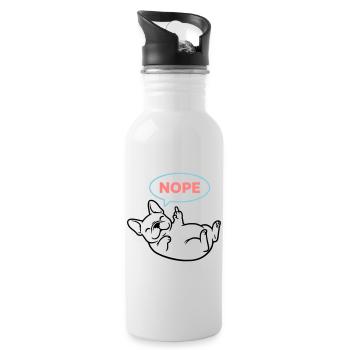 Frenchie Dog Nope Comic Coloré - Gourde avec paille intégrée - blanc - Droite