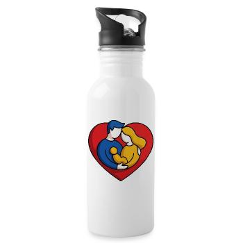 Heartwarming Family Hug - Water bottle with straw - white - Right