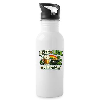 Bierglück Perfekter Tag - Trinkflasche mit integriertem Trinkhalm - Weiß - Rechts