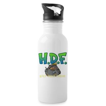 H.D.F.  - Trinkflasche mit integriertem Trinkhalm - Weiß - Rechts