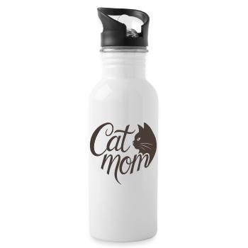 Cat Mom, Katzmama Heart Typographie - Gourde avec paille intégrée - blanc - Droite