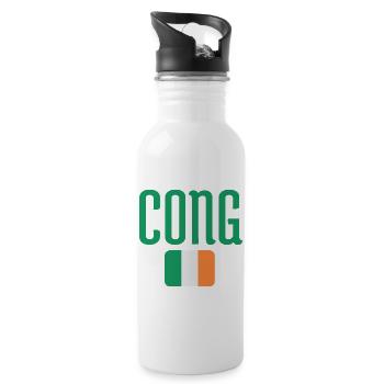 Cong-Irische Flaggentypografie - Trinkflasche mit integriertem Trinkhalm - Weiß - Rechts