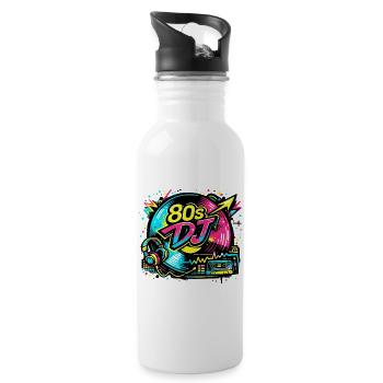 80s DJ Neon Vibe - Water bottle with straw - white - Right