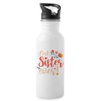 Best Sister Vintage Design for Sisters - Water bottle with straw - white - Right