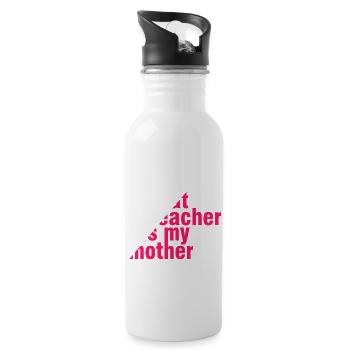 Great Teacher Mom Shirt – Gift Idea - Water bottle with straw - white - Right