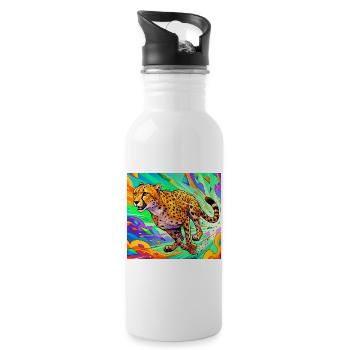 cheetah - Water bottle with straw - white - Right