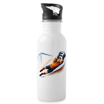 Torwart Shirt Fußball Keeper Save Soccer - Trinkflasche mit integriertem Trinkhalm - Weiß - Rechts