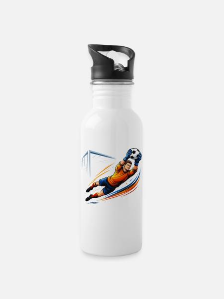 Torwart Shirt Fußball Keeper Save Soccer - Trinkflasche mit integriertem Trinkhalm - Weiß