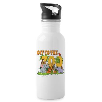 Off to The Zoo Animals Zoo Party Jungle Zoo - Water bottle with straw - white - Right
