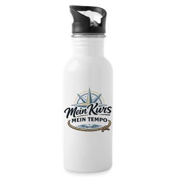 Mein Kurs mein Tempo maritimes Kompass Motiv - Trinkflasche mit integriertem Trinkhalm - Weiß - Rechts