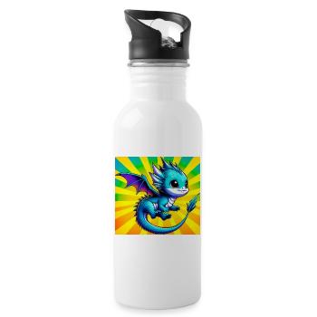 dragon - Water bottle with straw - white - Right