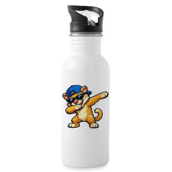 Dabbing Cougar - Water bottle with straw - white - Right