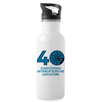 HU April 2026 - 40 Jahre - Geburtstag Geschenk - Trinkflasche mit integriertem Trinkhalm - Weiß - Rechts