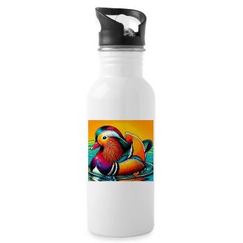 Mandarin duck - Water bottle with straw - white - Right