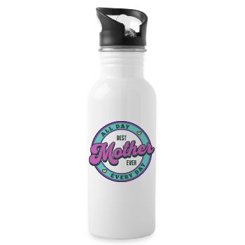 Funny Mom Grandma Mother's Day Gift Design Humor - Water bottle with straw - white - Right