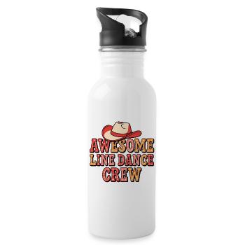 Cowboy Line Dance Crew - Trinkflasche mit integriertem Trinkhalm - Weiß - Rechts