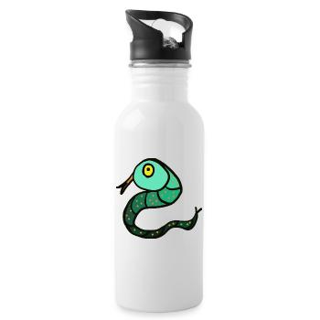 Schlange Reptilien Kinder - Trinkflasche mit integriertem Trinkhalm - Weiß - Rechts