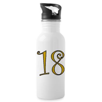18. 18 YEARS OLD. 18th ANNIVERSARY. 18 BIRTHDAY. - Water bottle with straw - white - Right