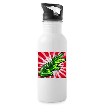 crocodile - Gourde avec paille intégrée - blanc - Droite