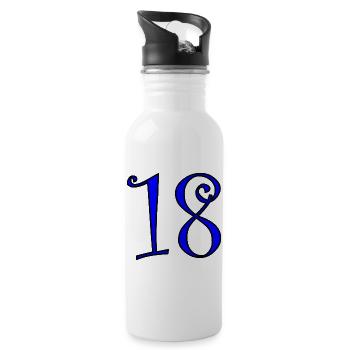 18. 18 JAHRE ALT. 18-JÄHRIGES JUBILÄUM. 18. GEBURTSTAG. - Trinkflasche mit integriertem Trinkhalm - Weiß - Rechts