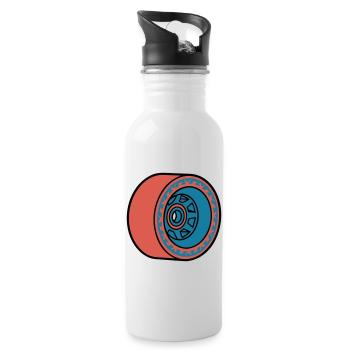Skateboard Rolle Longboard - Trinkflasche mit integriertem Trinkhalm - Weiß - Rechts