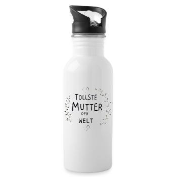Tollste Mutter der Welt - Trinkflasche mit integriertem Trinkhalm - Weiß - Rechts