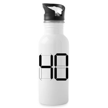 NUMBER 40 Forty Birthday Gift Digital - Water bottle with straw - white - Right
