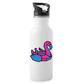 Flamingo Schwimmtier Pool Party - Trinkflasche mit integriertem Trinkhalm - Weiß - Rechts