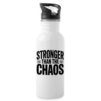 Stronger than the Chaos - Water bottle with straw - white - Right