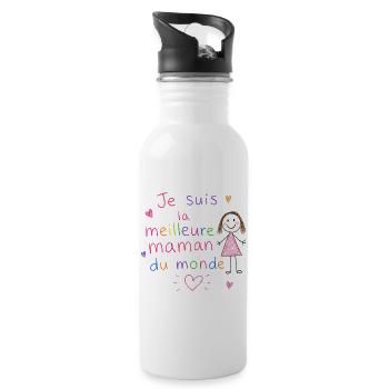 Je suis la meilleure maman du monde - Gourde avec paille intégrée - blanc - Droite